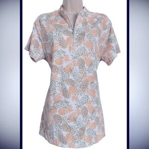 Coral Bay Golf Pineapple Print Shirt Petite Medium – Quick Dry, UPF 50